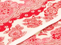 Japanpapier Chiyogami, Blütenwolken Rot/rosa 3 Japanpapier Chiyogami, Blütenwolken Rot/rosa
